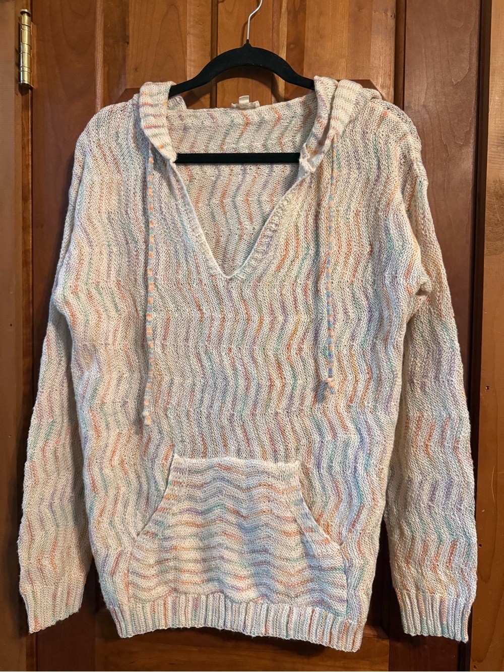 Hem & Thread Light Multicolor Hooded Women's Sweater- Soft Knit Pullover w/ flaw